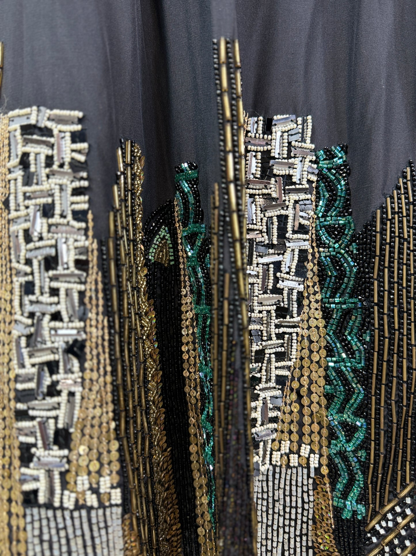 Etro black silk embroidered buildings skirt