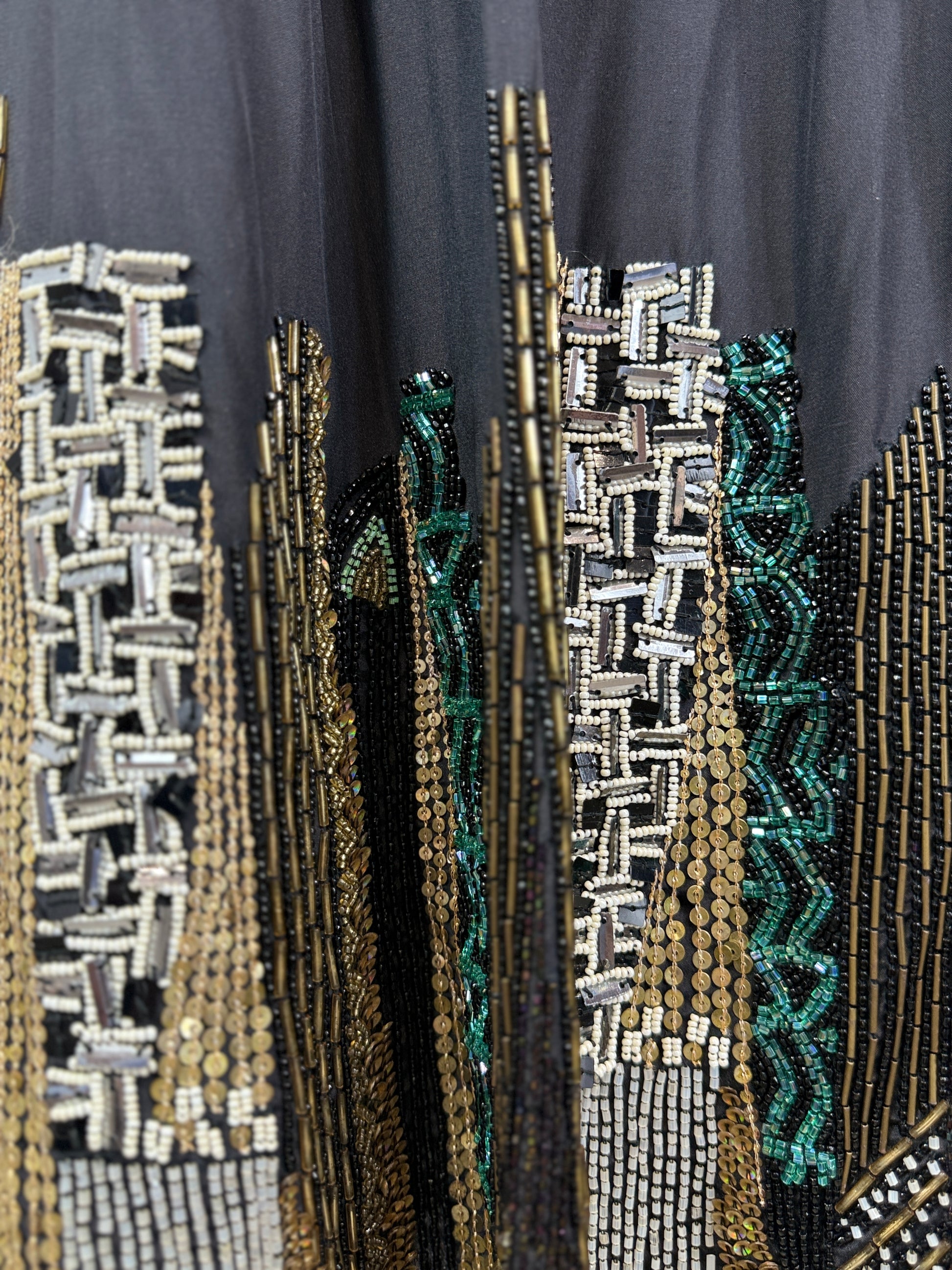 Etro black silk embroidered buildings skirt