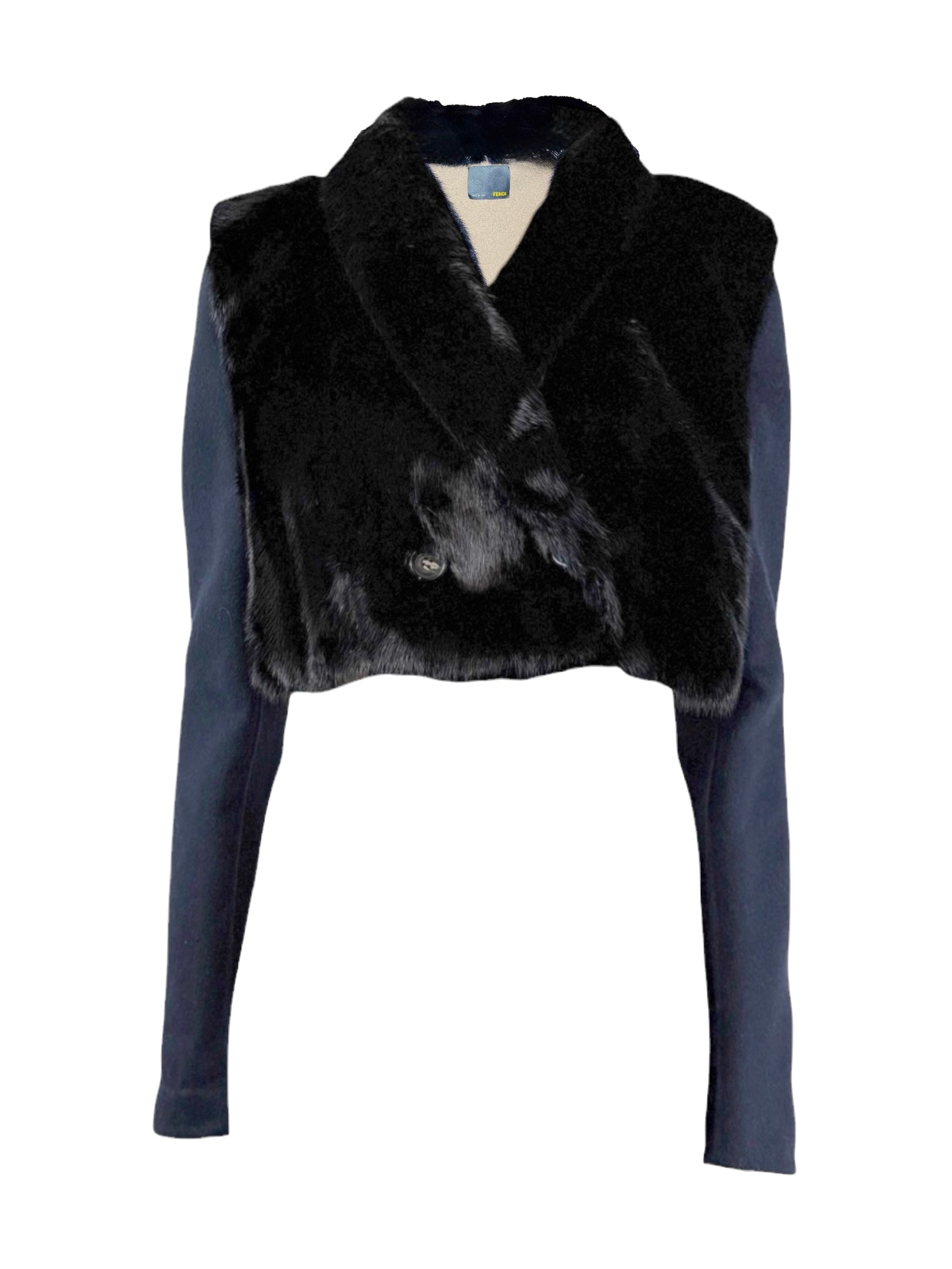 Fendi navy mink crop jacket