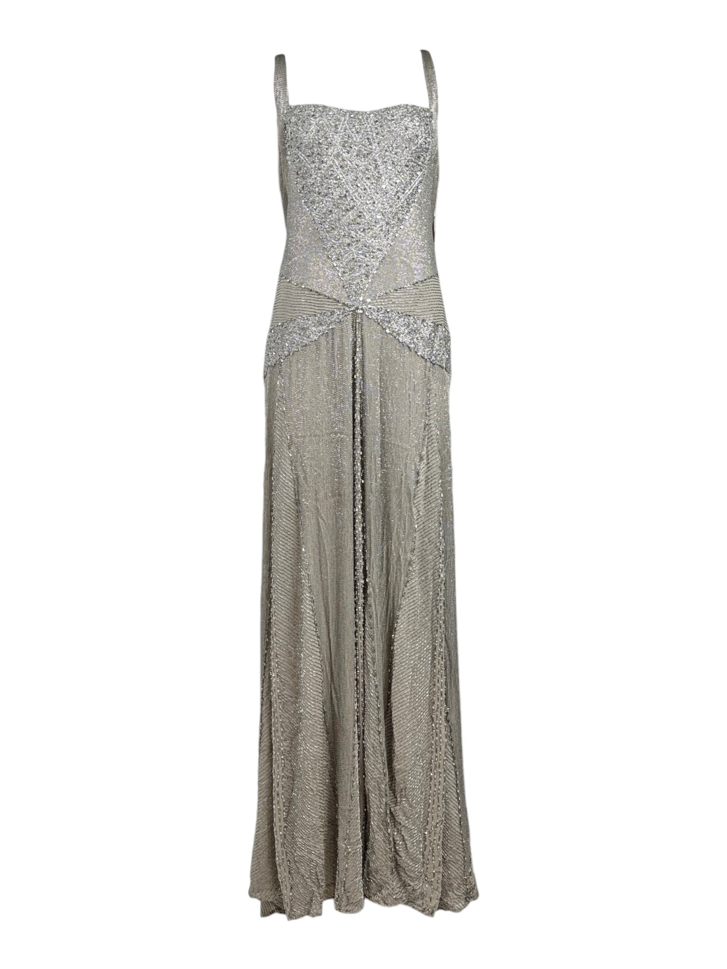 Gianfranco Ferre 2009 maxi embroidered dress silver