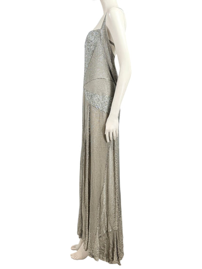 Gianfranco Ferre 2009 maxi embroidered dress silver
