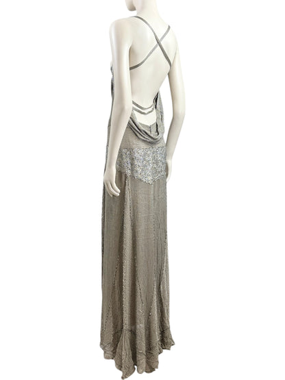 Gianfranco Ferre 2009 maxi embroidered dress silver