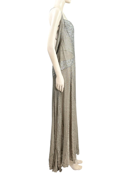 Gianfranco Ferre 2009 maxi embroidered dress silver