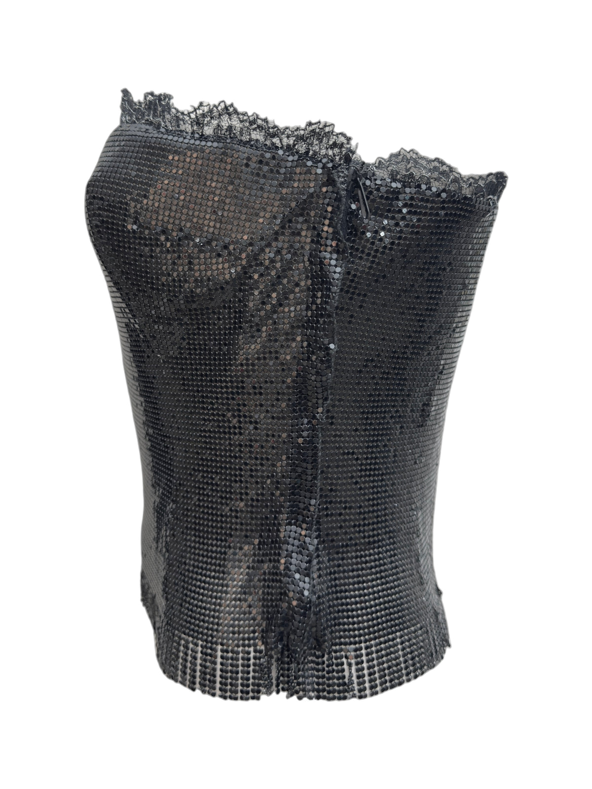 Gianni Versace Couture Fall 1999 Black chainmail bustier silk skirt