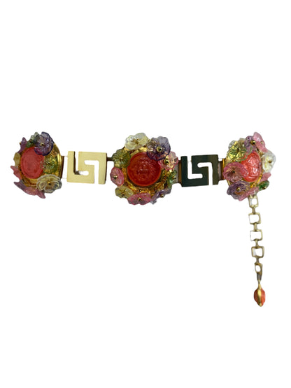 Gianni Versace Spring 1993 Medusa multicolor flower belt