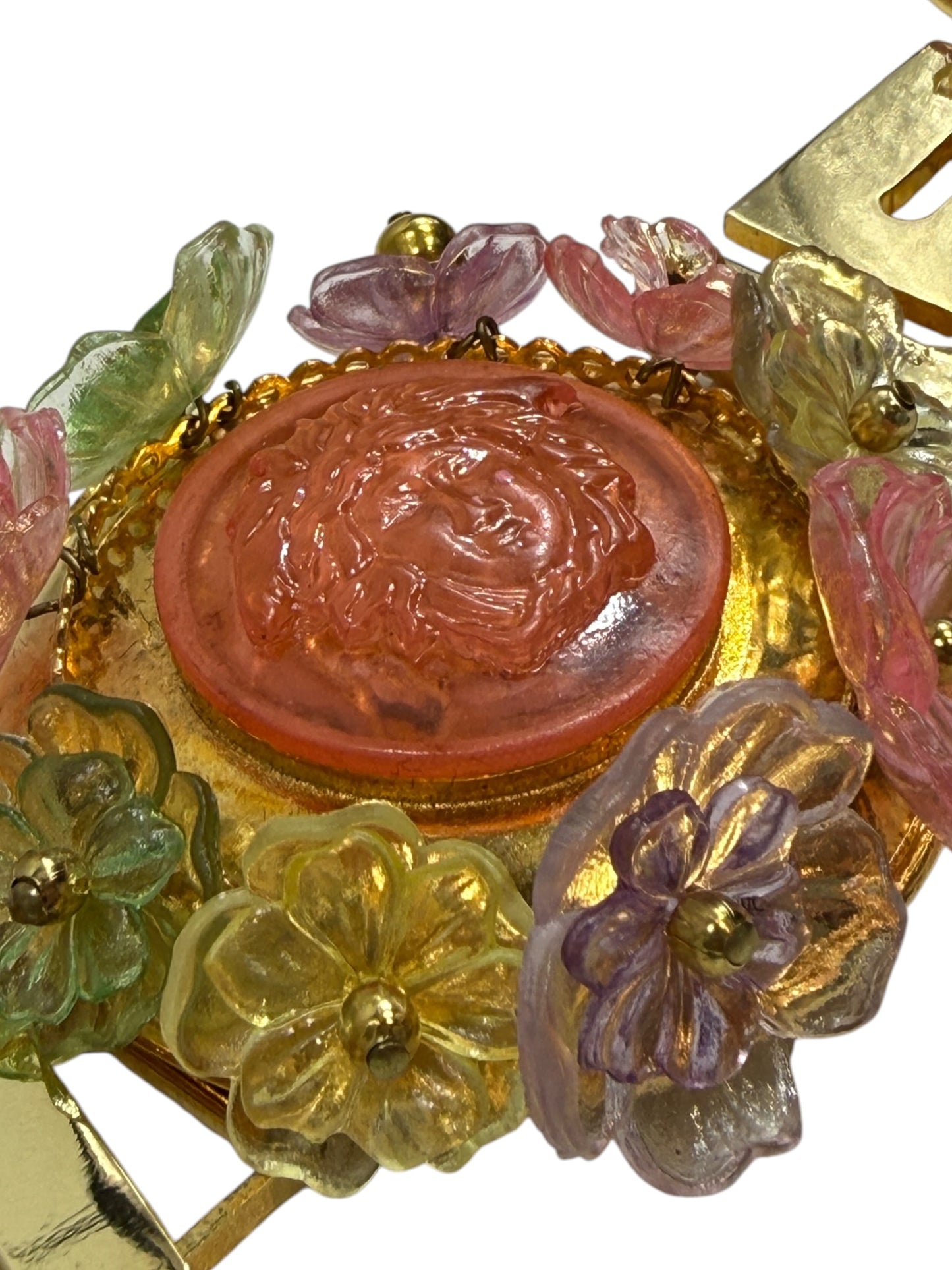 Gianni Versace Spring 1993 Medusa multicolor flower belt