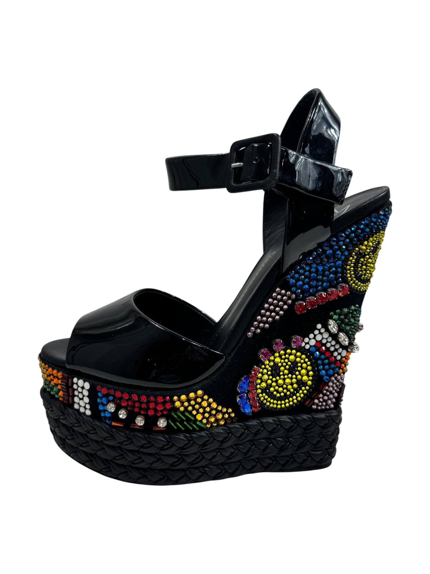 Giuseppe Zanotti platforms black leather crystal
