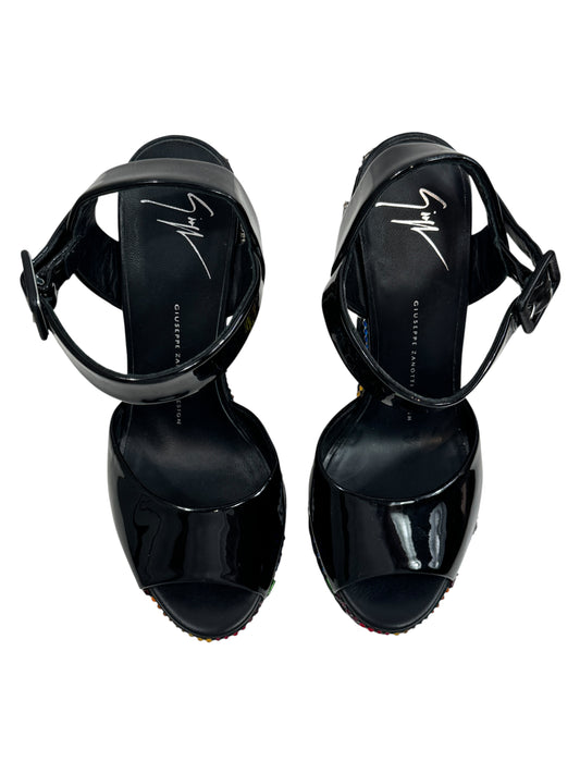 Giuseppe Zanotti platforms black leather crystal