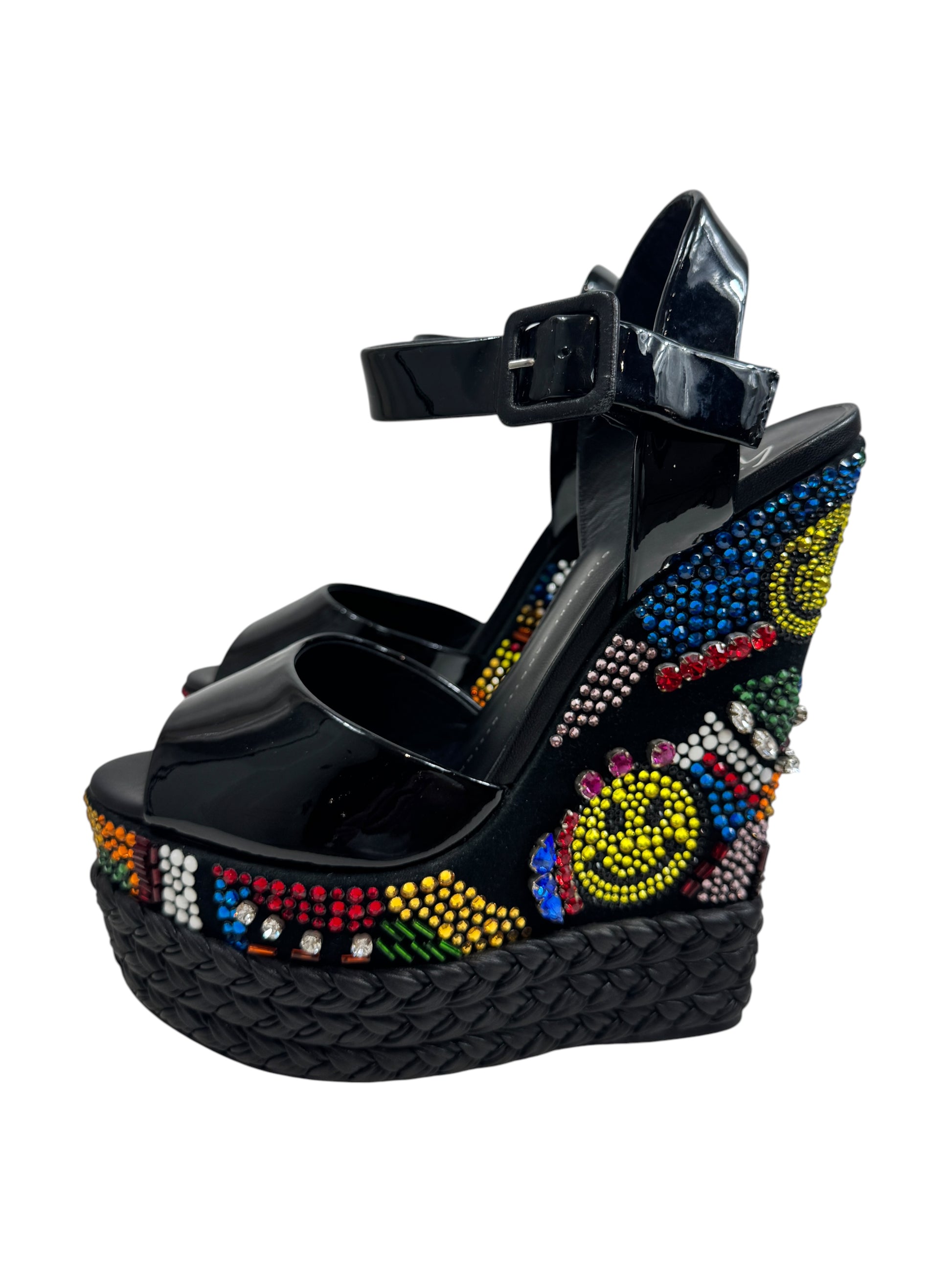Giuseppe Zanotti platforms black leather crystal