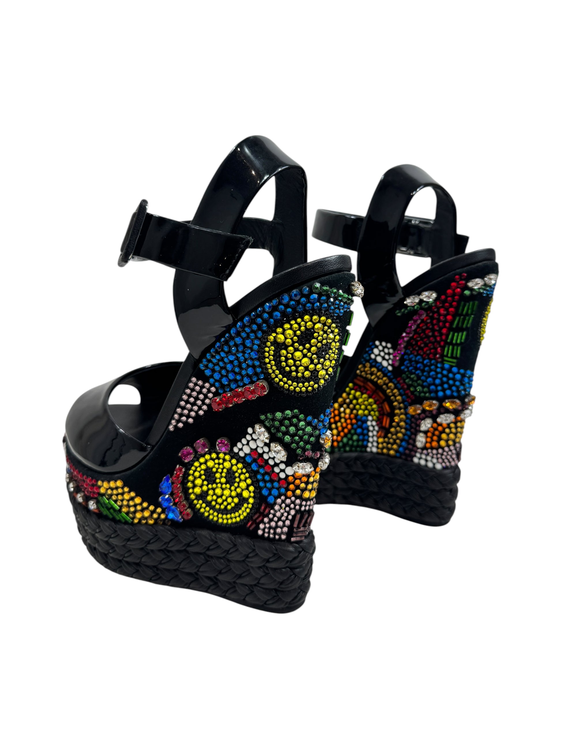 Giuseppe Zanotti platforms black leather crystal