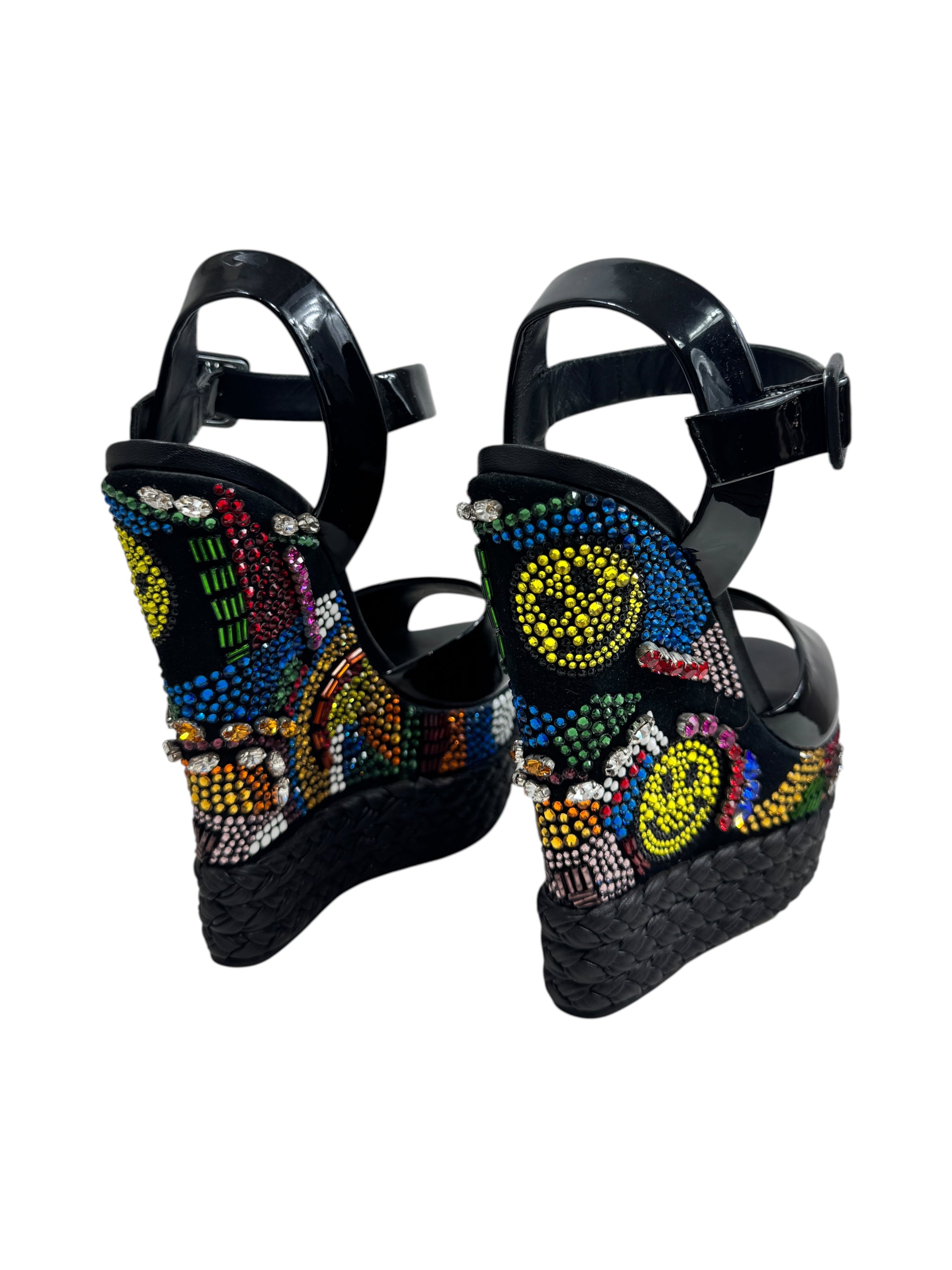 Giuseppe Zanotti platforms black leather crystal