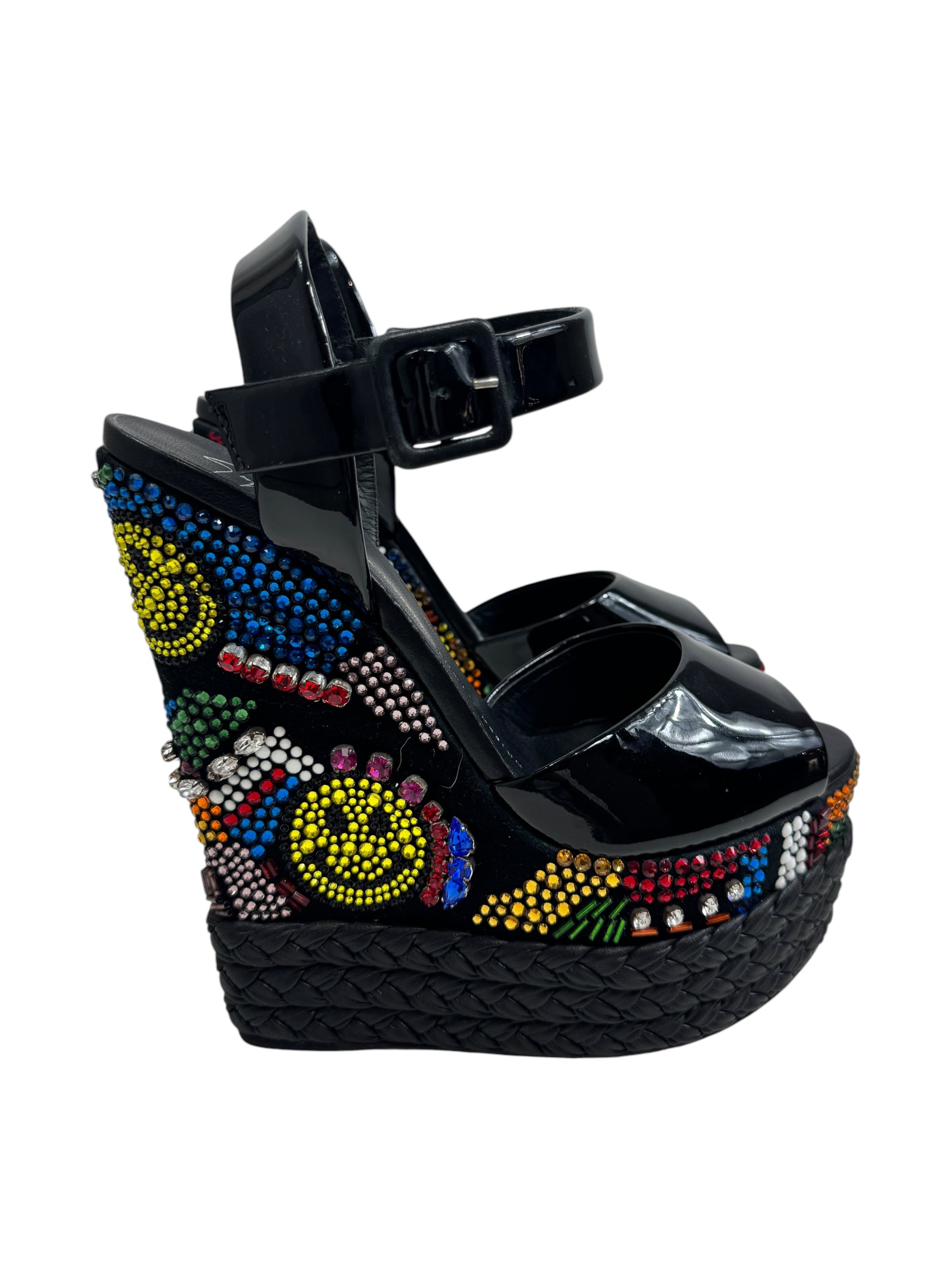 Giuseppe Zanotti platforms black leather crystal