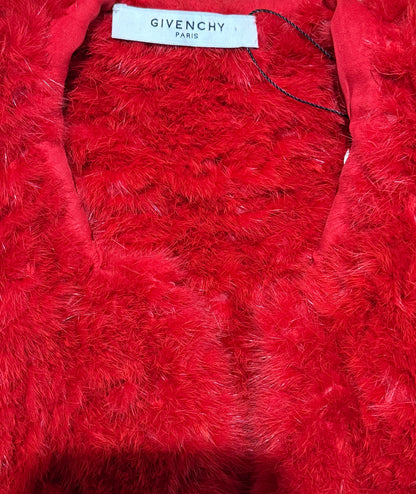 Givenchy red knitted mink peplum vest