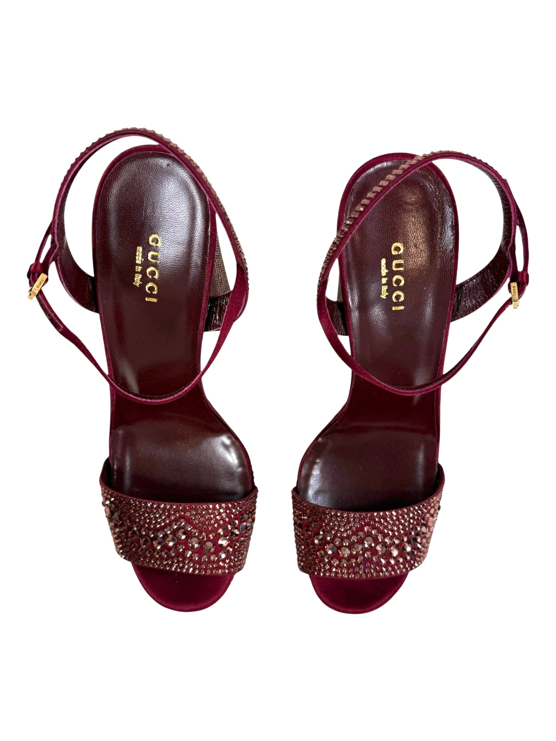 Gucci 2014 Burgundy Swarovski sandal