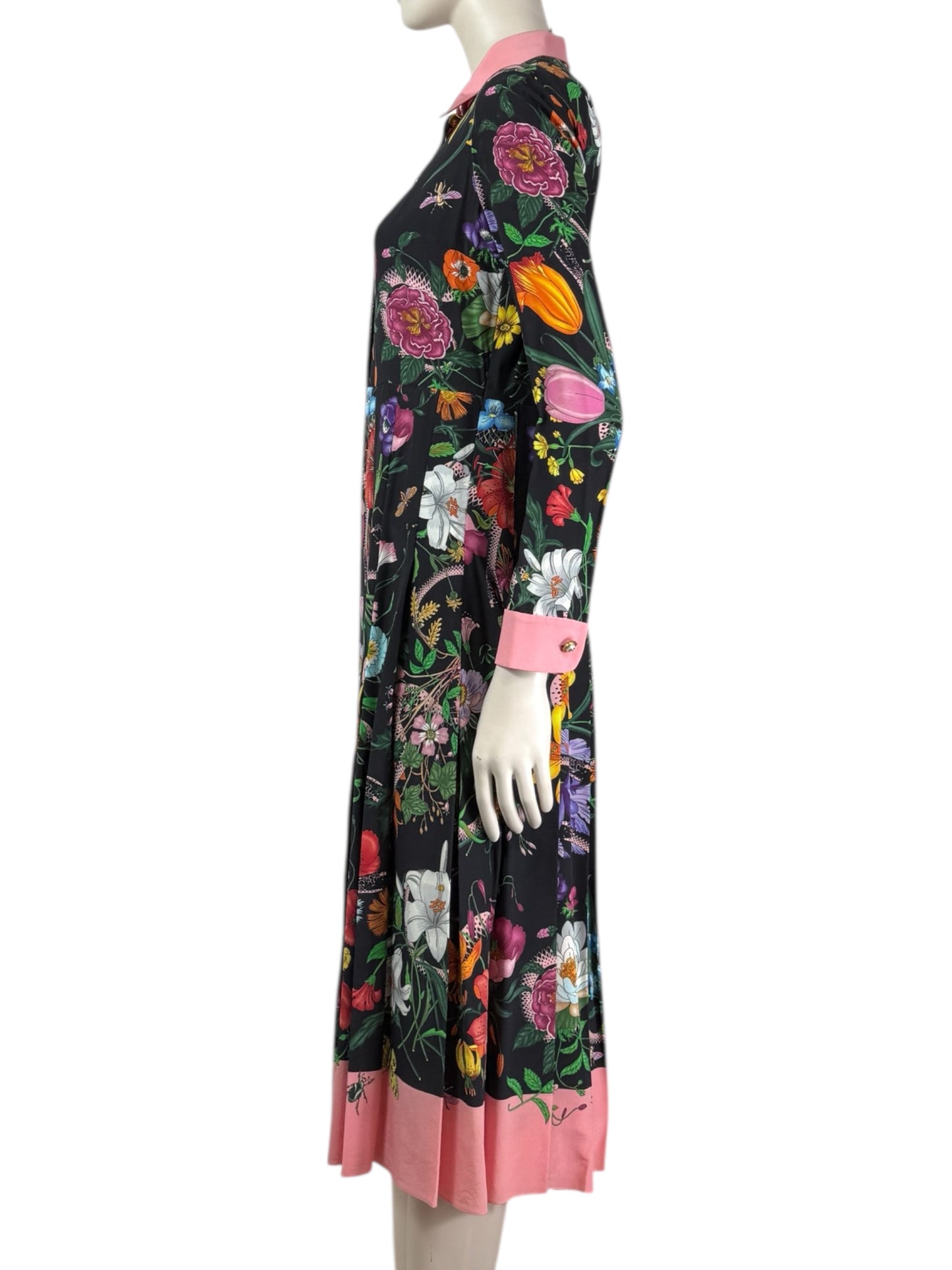 Gucci Alessandro Michele 2016 - Multicolored "Flora" print silk crepe dress.
