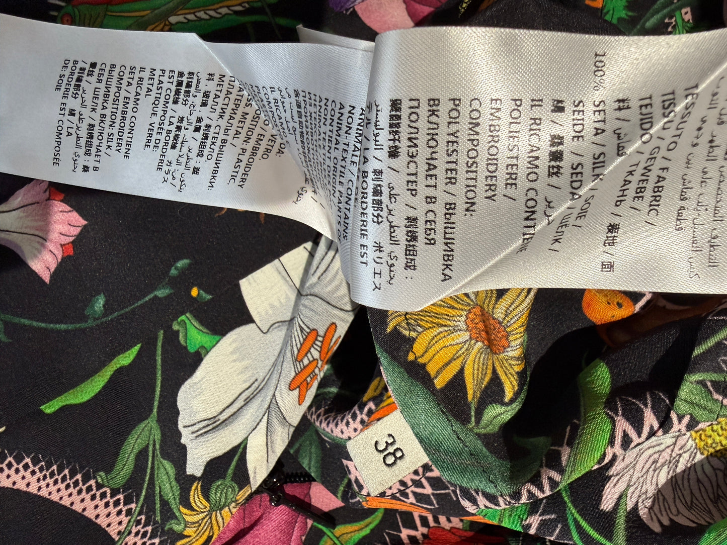Gucci Alessandro Michele 2016 - Multicolored "Flora" print silk crepe dress.