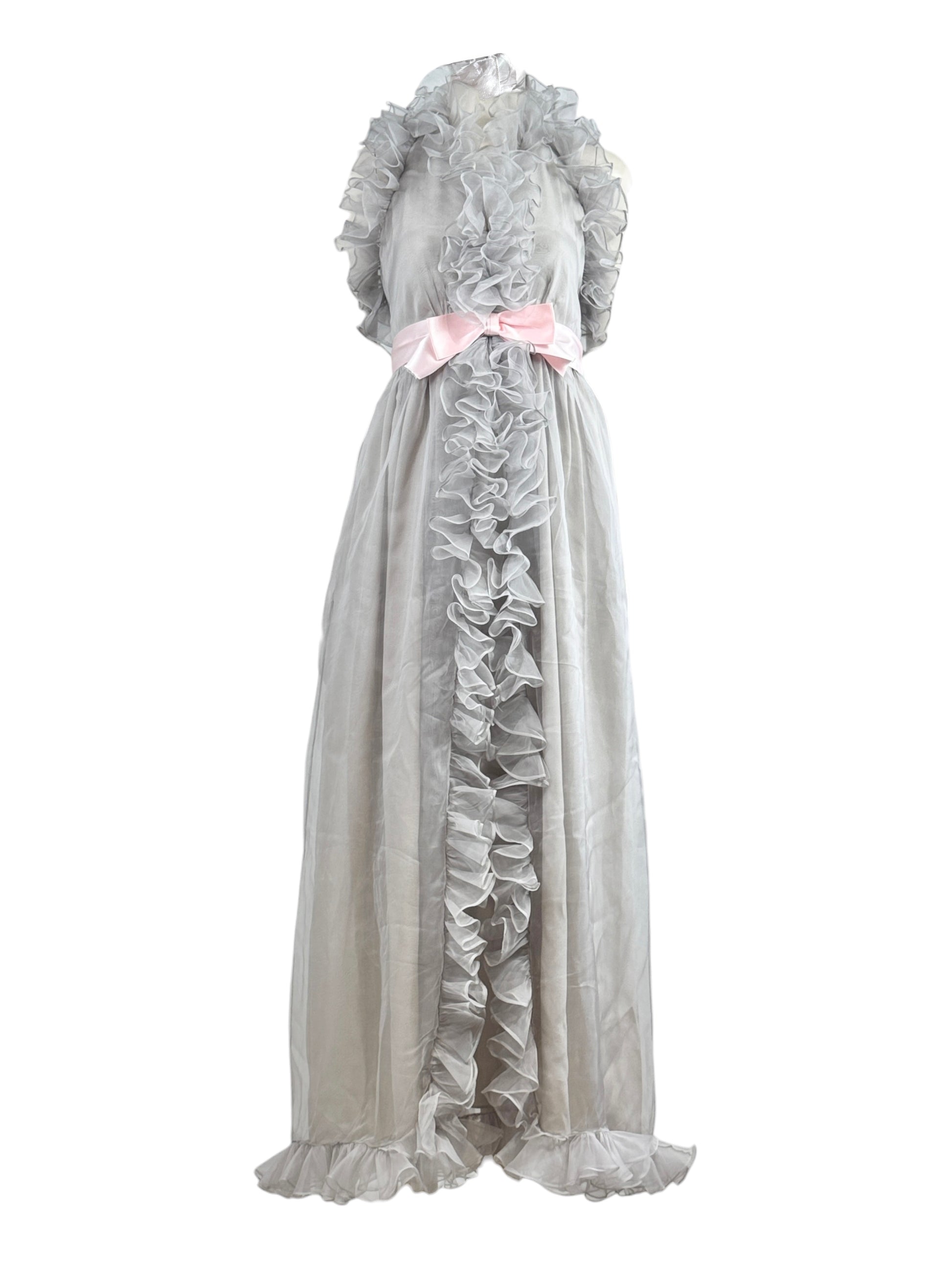 Gucci Alessandro Michele 2017 Maxi ruffle chiffon grey dress