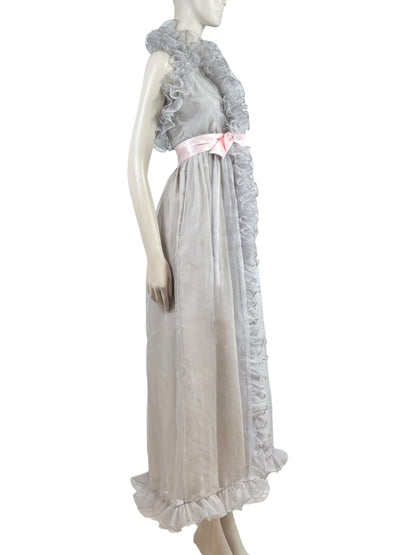Gucci Alessandro Michele 2017 Maxi ruffle chiffon grey dress