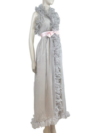 Gucci Alessandro Michele 2017 Maxi ruffle chiffon grey dress