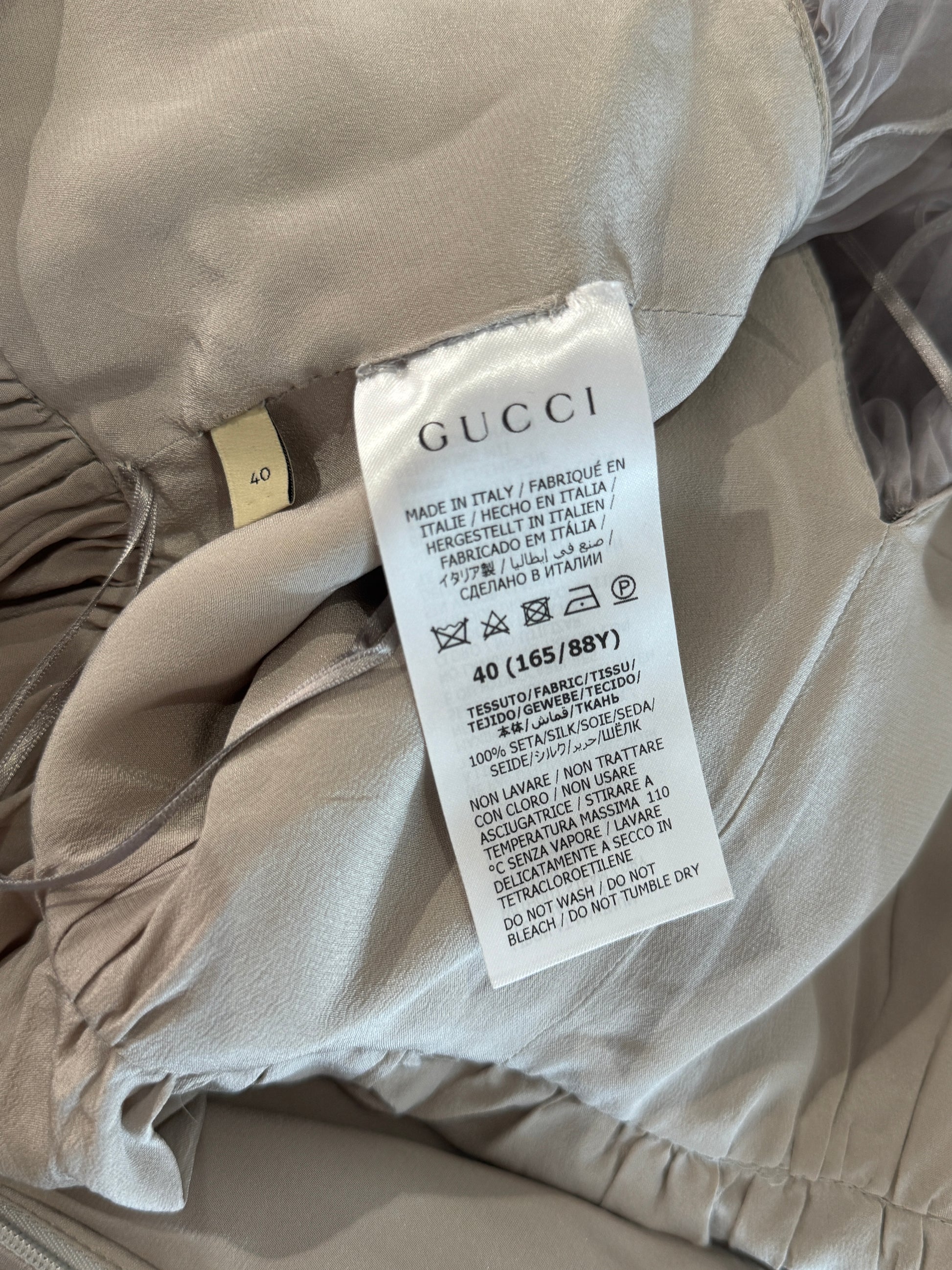 Gucci Alessandro Michele 2017 Maxi ruffle chiffon grey dress