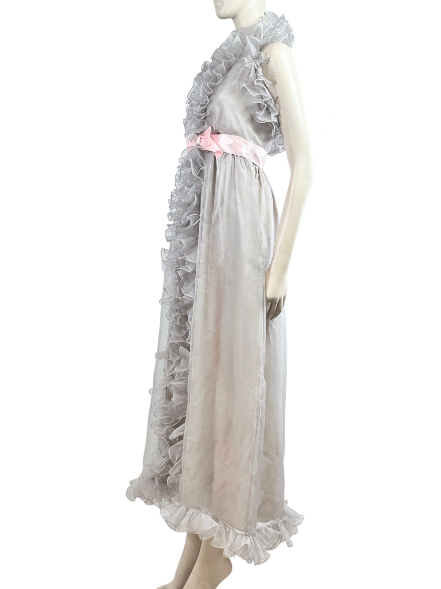 Gucci Alessandro Michele 2017 Maxi ruffle chiffon grey dress