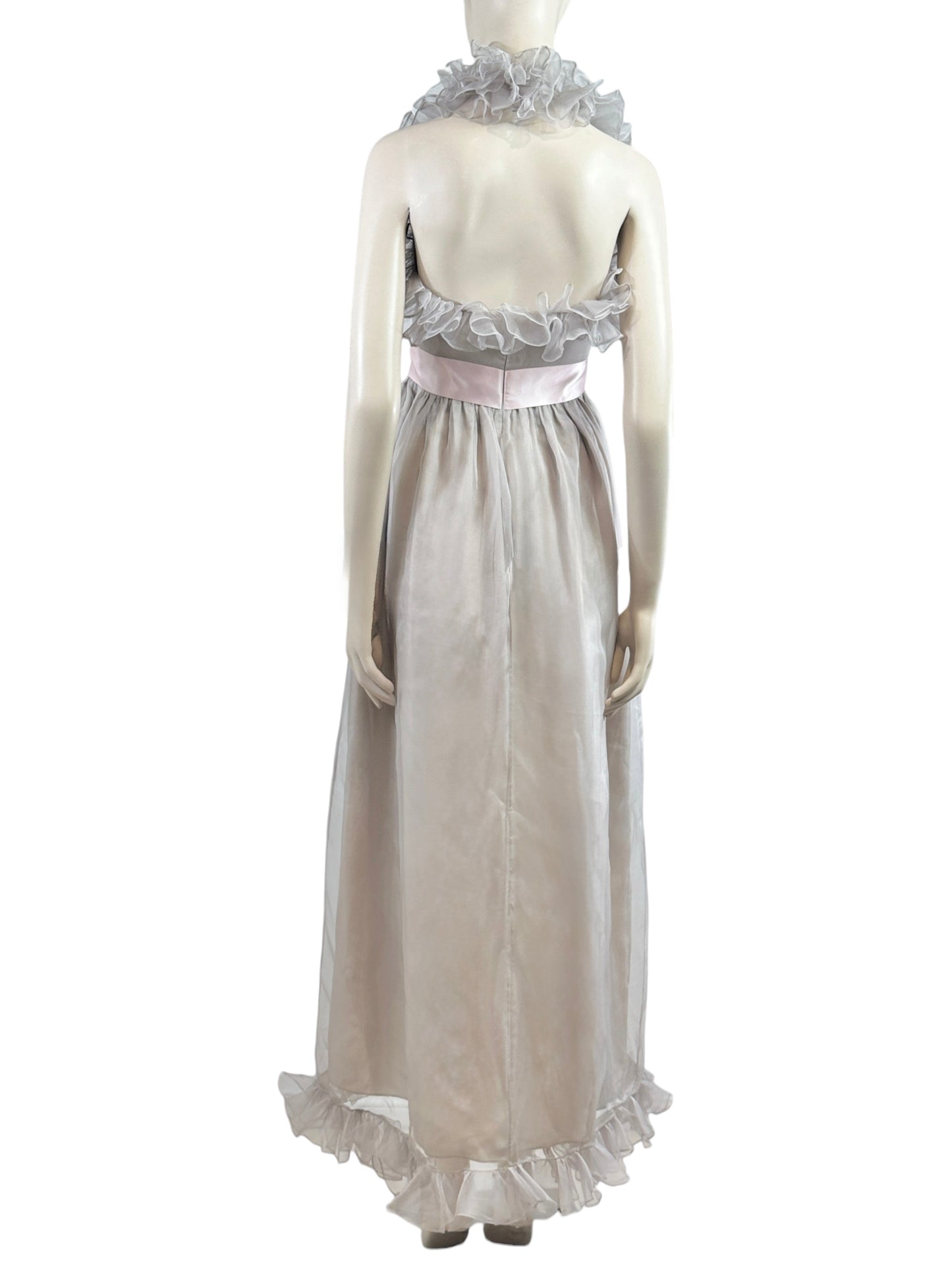 Gucci Alessandro Michele 2017 Maxi ruffle chiffon grey dress