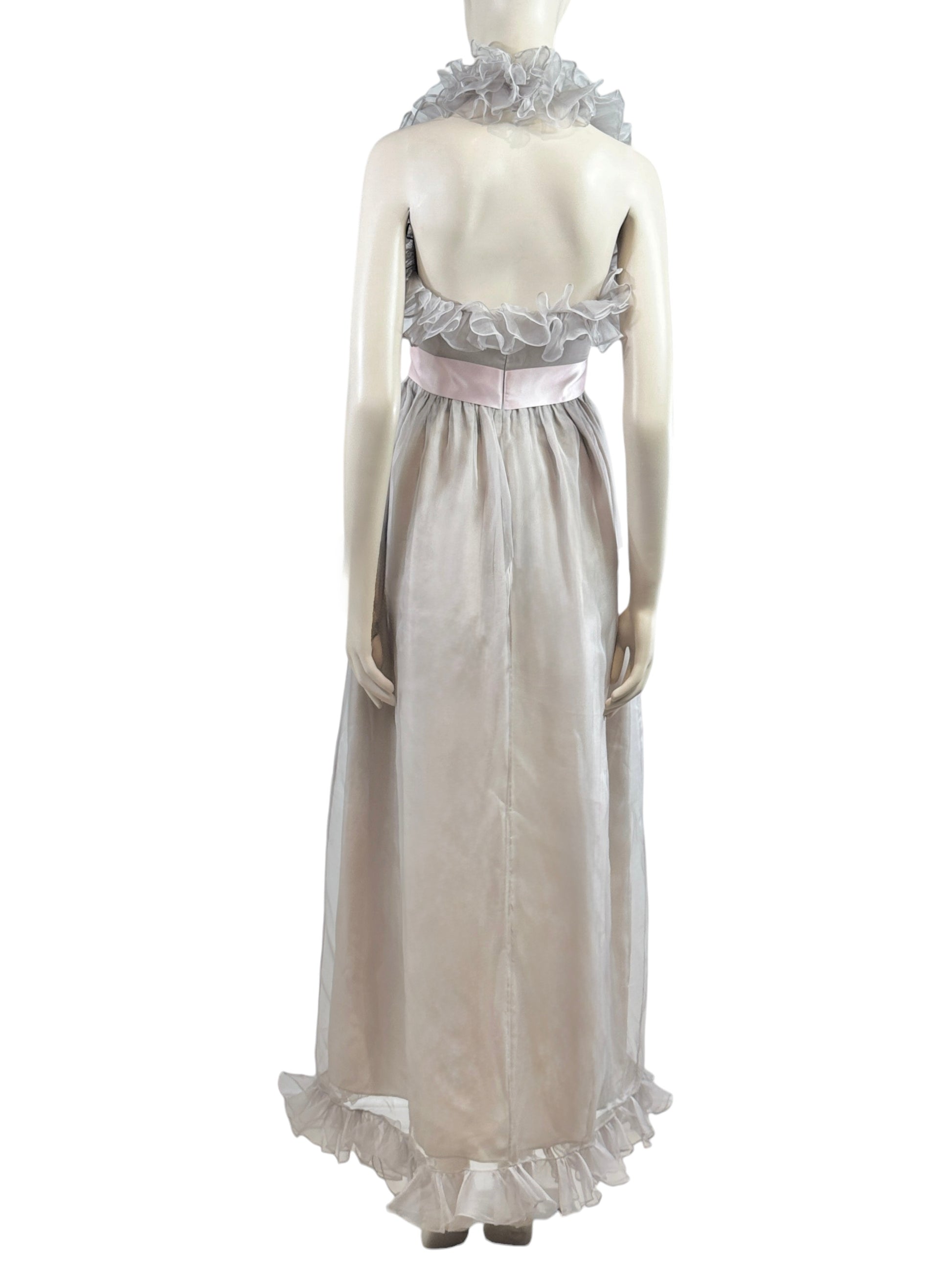 Gucci Alessandro Michele 2017 Maxi ruffle chiffon grey dress