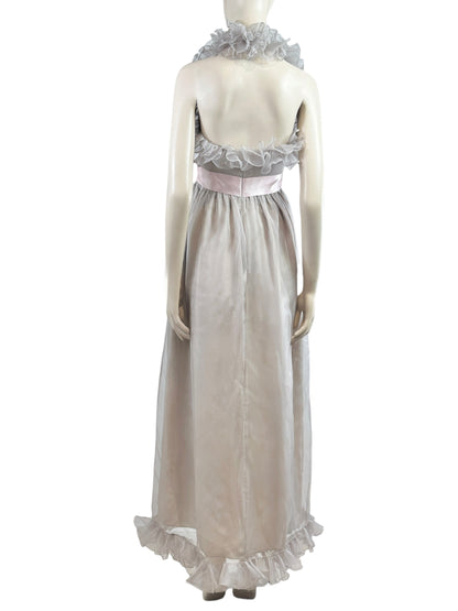 Gucci Alessandro Michele 2017 Maxi ruffle chiffon grey dress