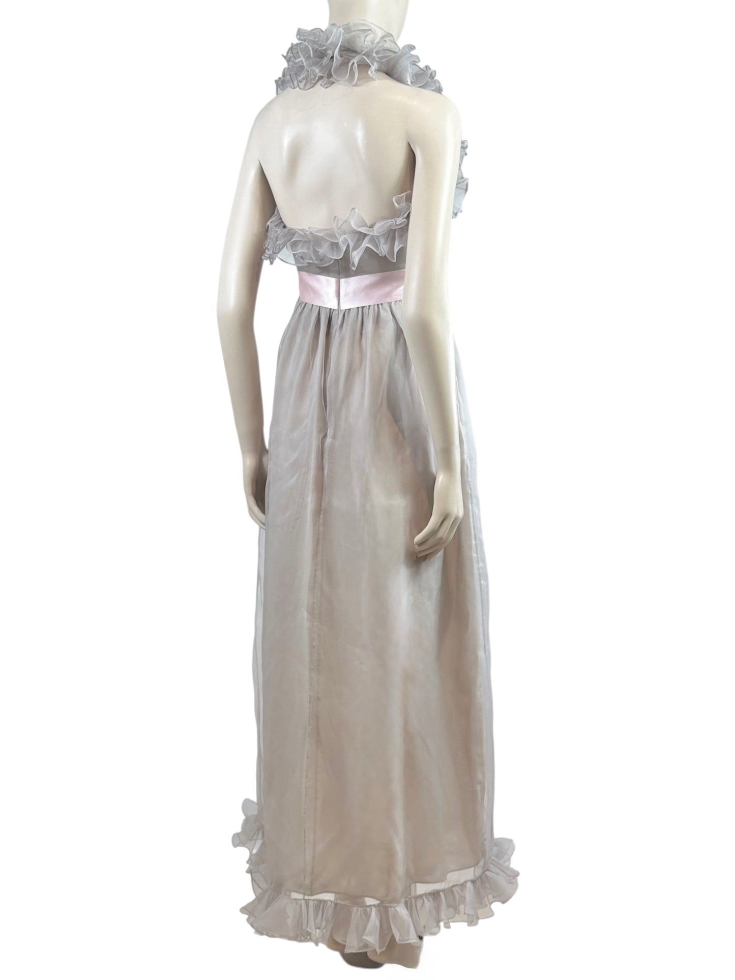 Gucci Alessandro Michele 2017 Maxi ruffle chiffon grey dress