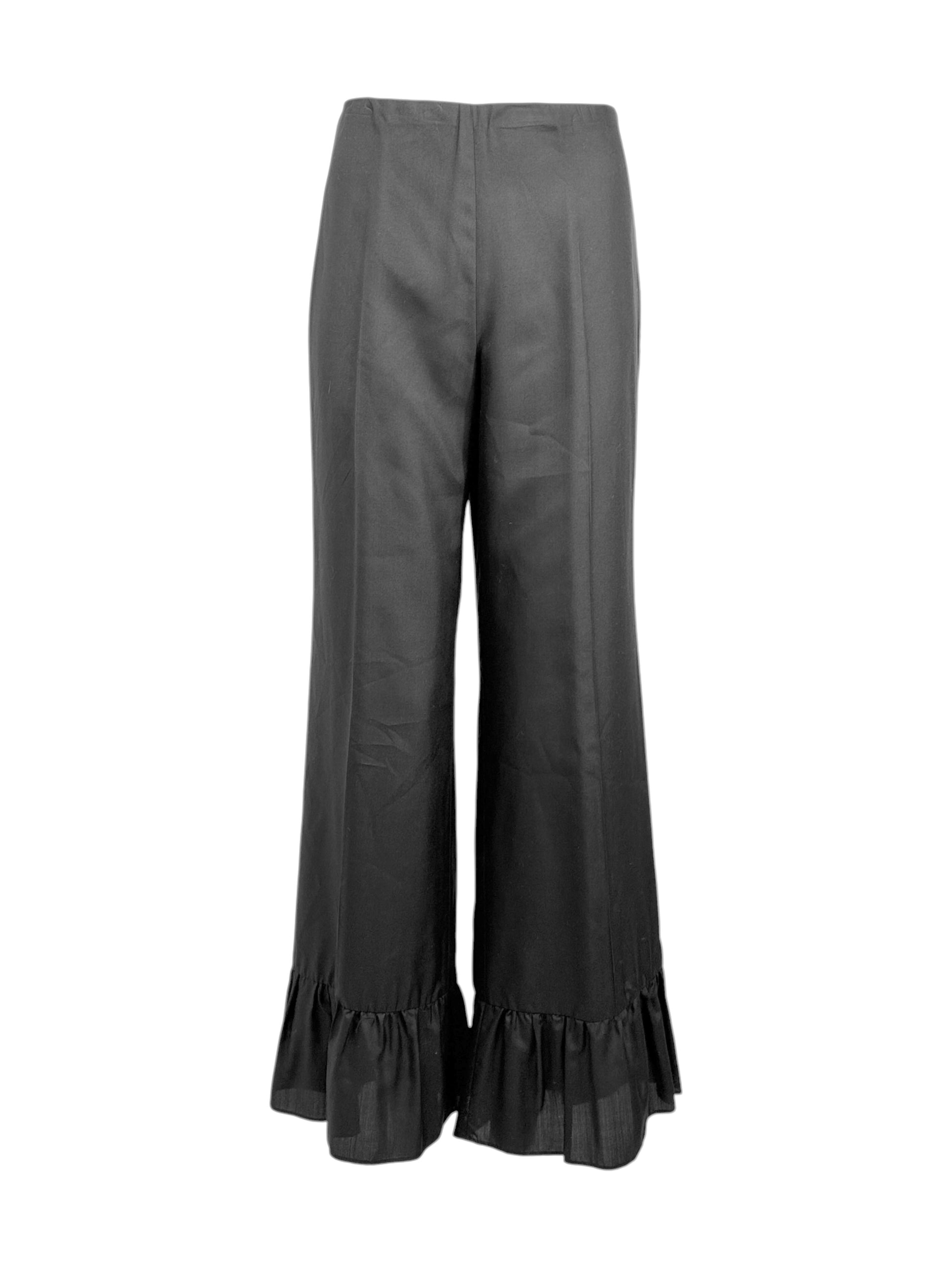 Gucci Alessandro Michele Fall 2015 Black silk ruffle pants