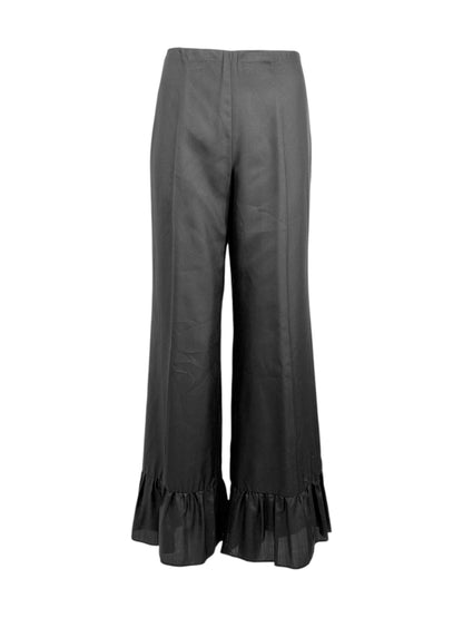 Gucci Alessandro Michele Fall 2015 Black silk ruffle pants