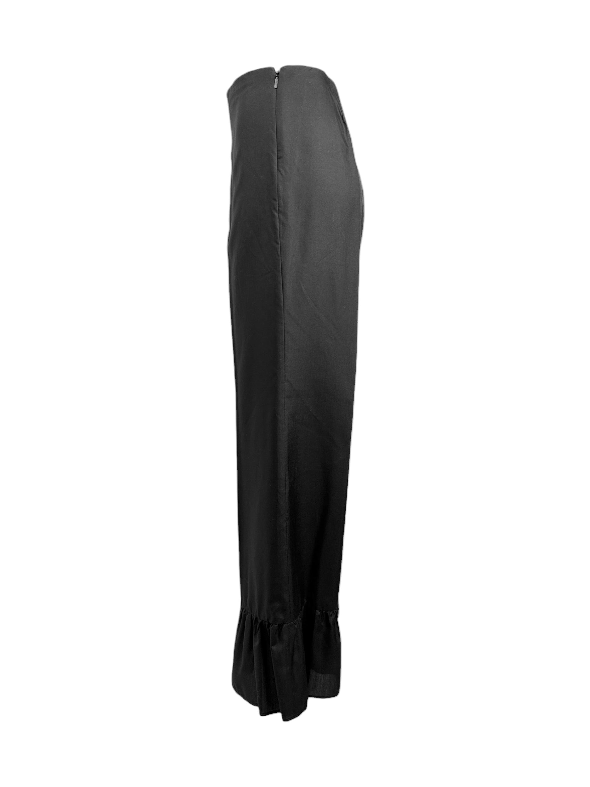 Gucci Alessandro Michele Fall 2015 Black silk ruffle pants