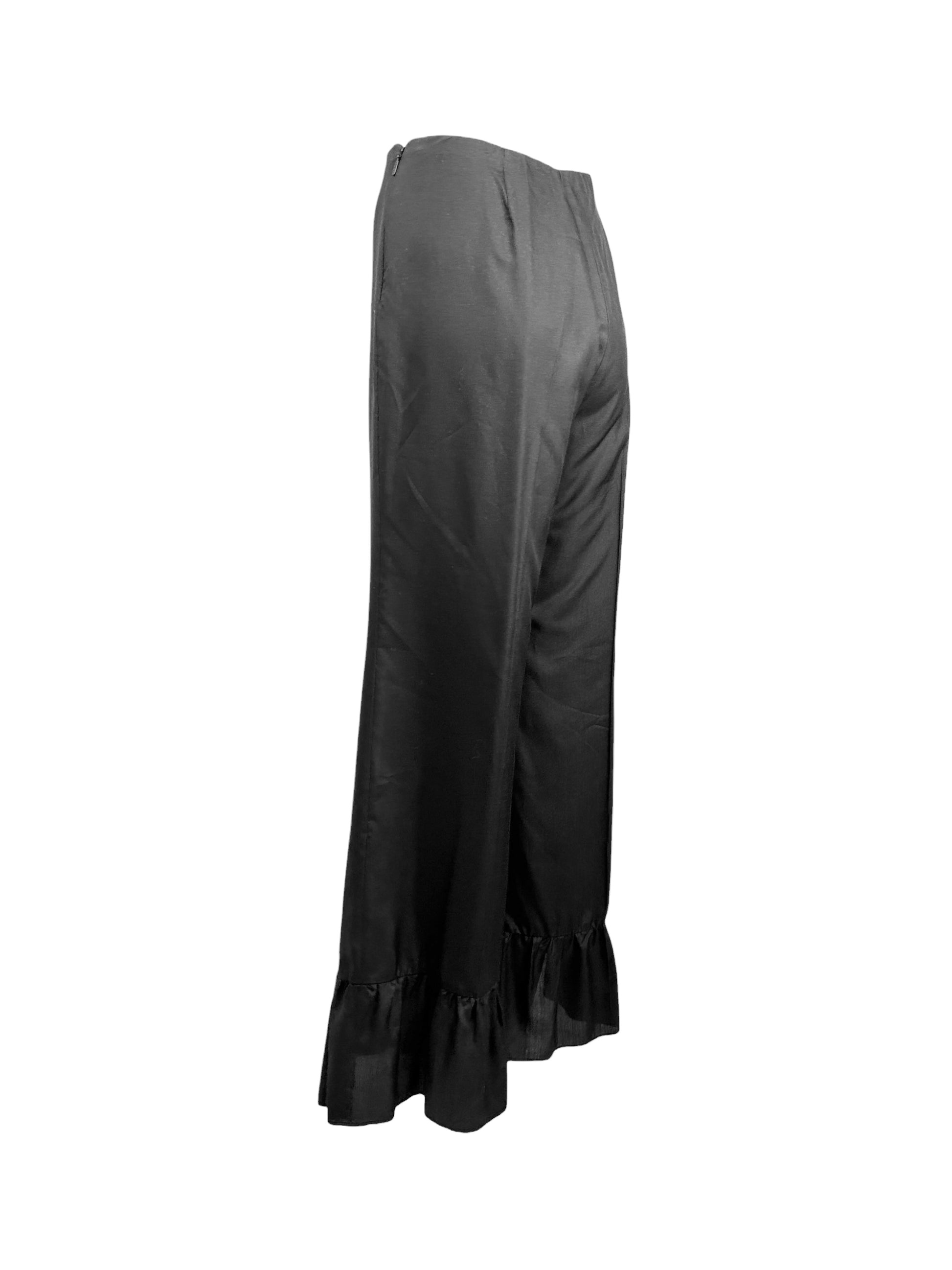 Gucci Alessandro Michele Fall 2015 Black silk ruffle pants