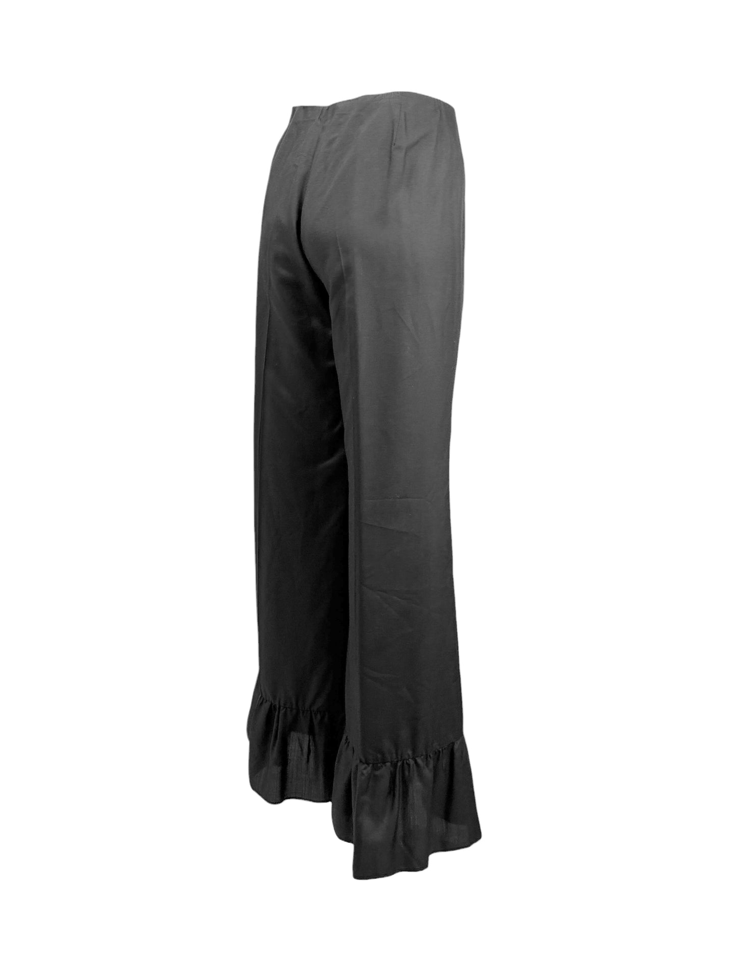 Gucci Alessandro Michele Fall 2015 Black silk ruffle pants