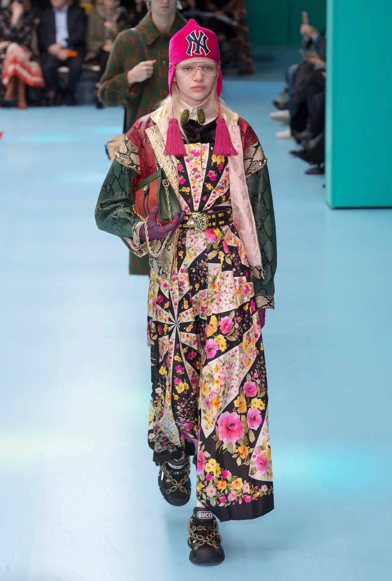 Gucci Alessandro Michele Fall 2018 Look 52 Pink tassel hat 
