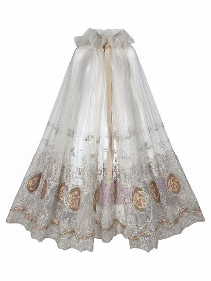 Gucci Alessandro Michele Fall 2019 Look 53 Grey embroidered tulle cape