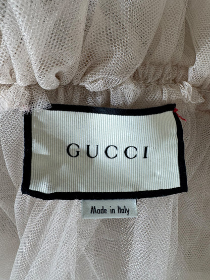 Gucci Alessandro Michele Fall 2019 Look 53 Grey embroidered tulle cape