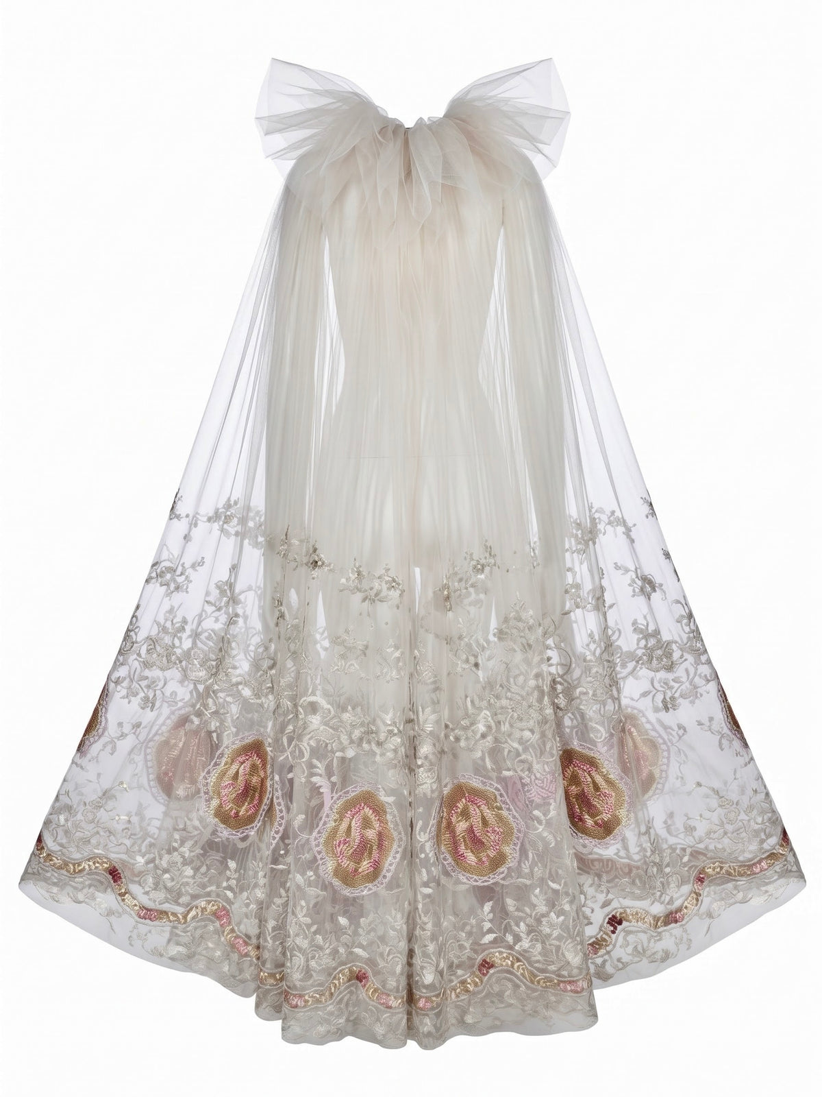 Gucci Alessandro Michele Fall 2019 Look 53 Grey embroidered tulle cape