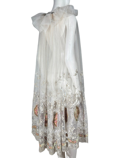 Gucci Alessandro Michele Fall 2019 Look 53 Grey embroidered tulle cape
