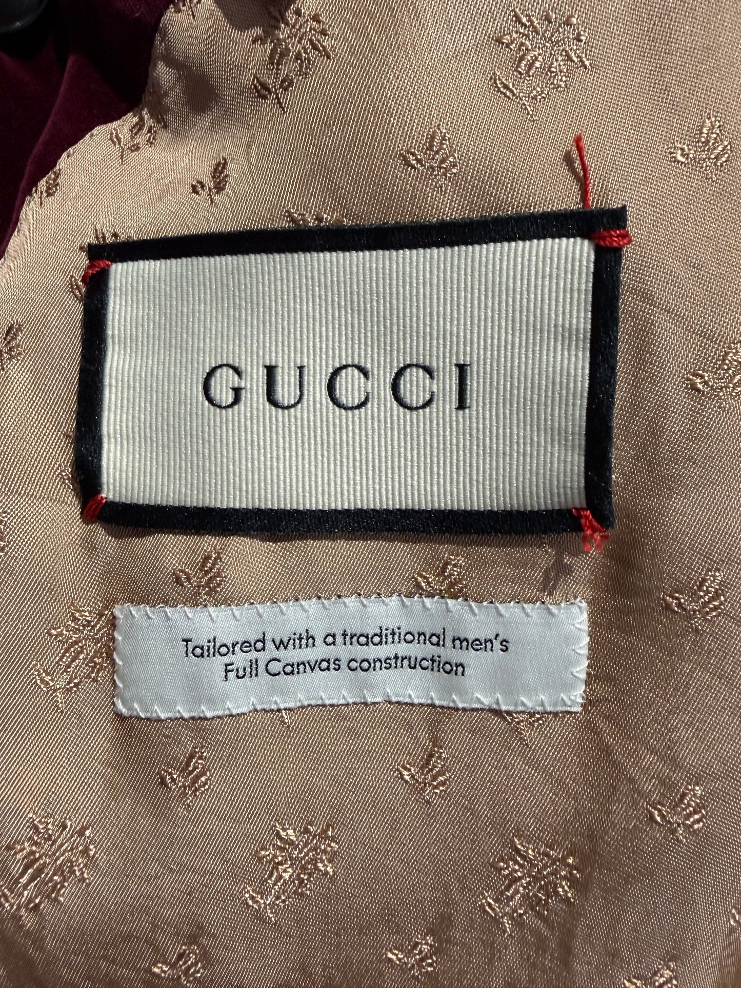 Gucci Alessandro Michele Fall 2020 Look 55 burgundy velvet jacket