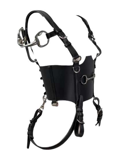 Gucci Alessandro Michele Fall 2021  Look 47 black leather harness