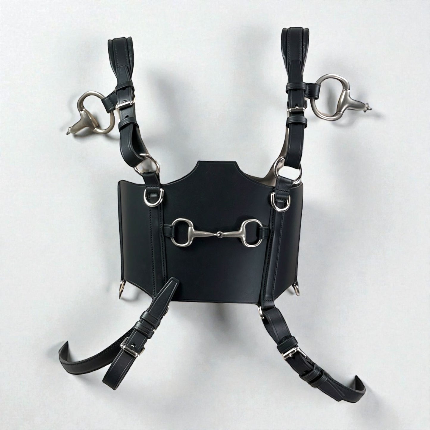 Gucci Alessandro Michele Fall 2021  Look 47 black leather harness