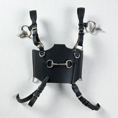 Gucci Alessandro Michele Fall 2021  Look 47 black leather harness