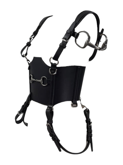 Gucci Alessandro Michele Fall 2021  Look 47 black leather harness