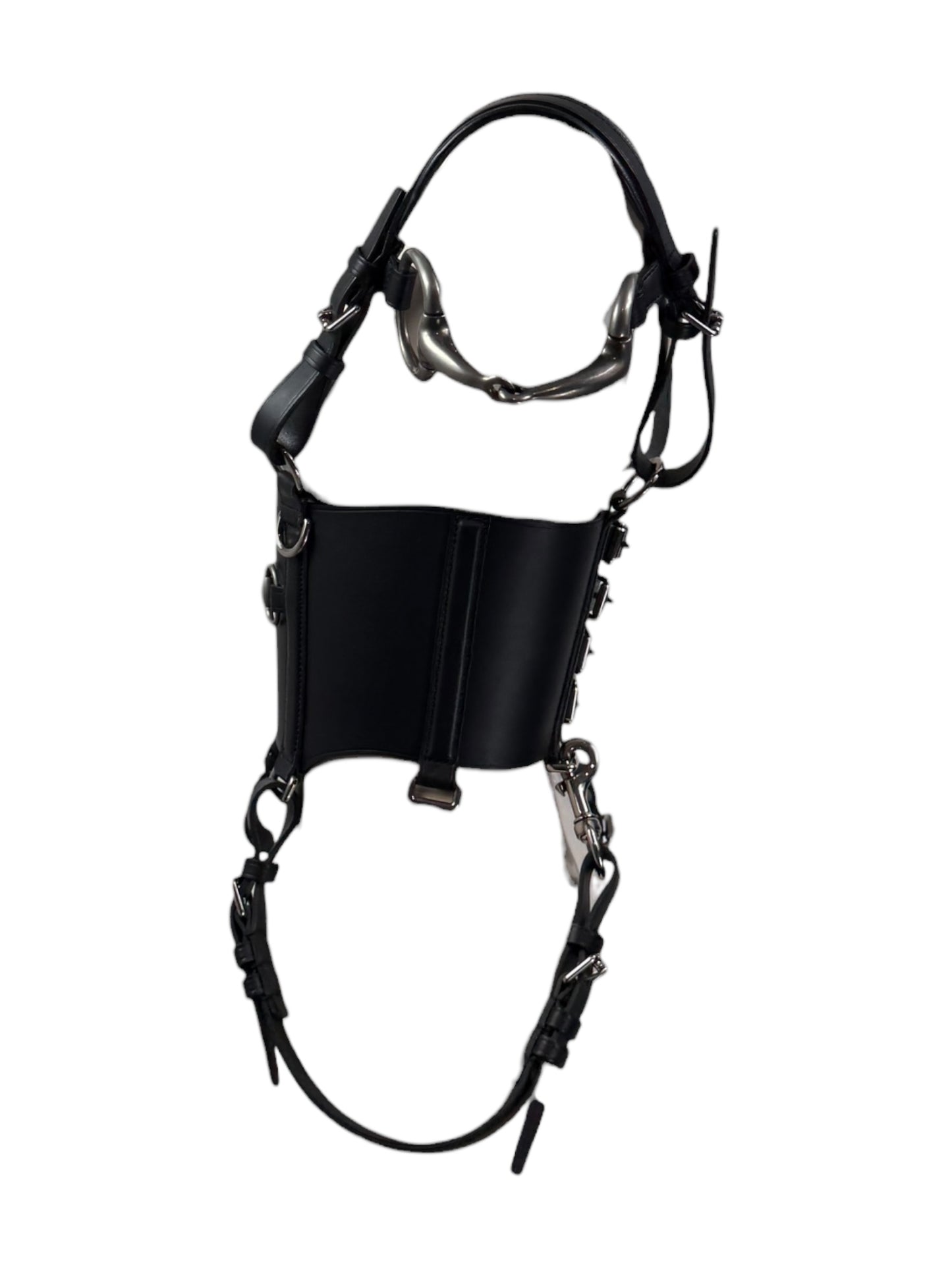 Gucci Alessandro Michele Fall 2021  Look 47 black leather harness