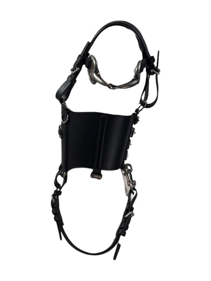 Gucci Alessandro Michele Fall 2021  Look 47 black leather harness