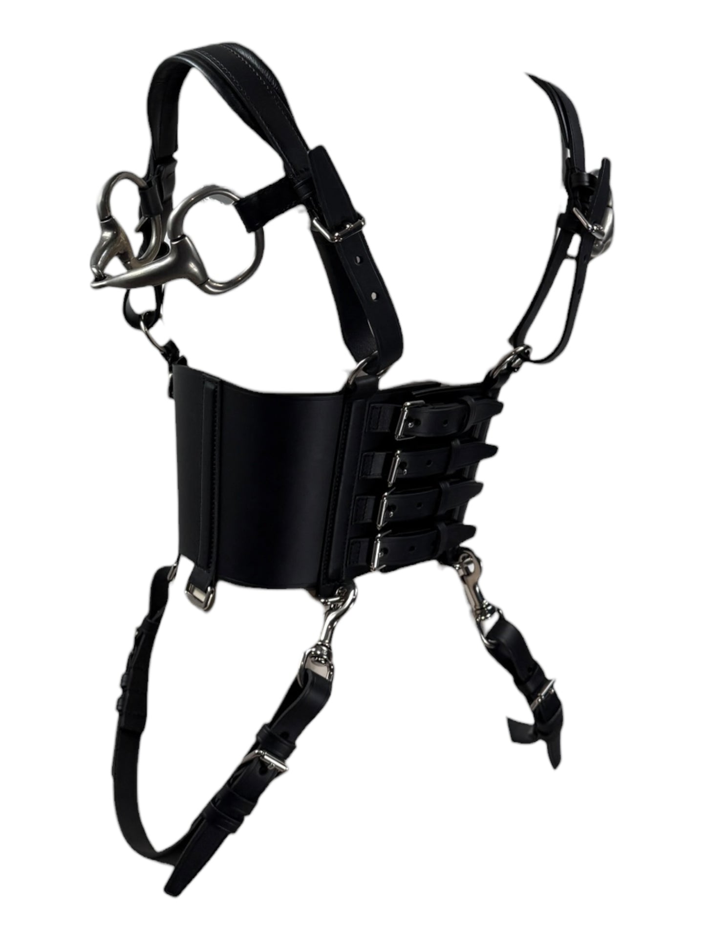 Gucci Alessandro Michele Fall 2021  Look 47 black leather harness