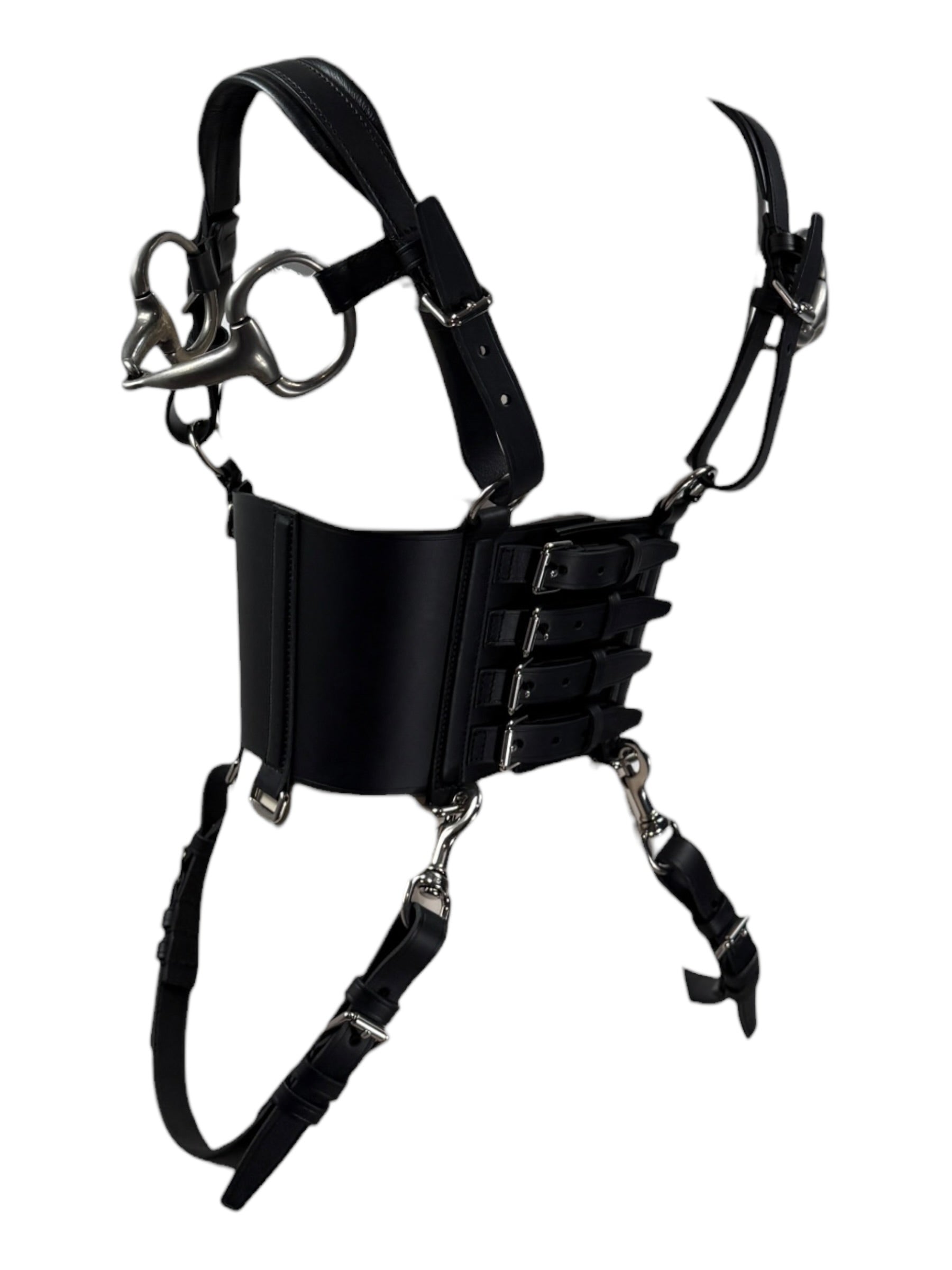 Gucci Alessandro Michele Fall 2021  Look 47 black leather harness