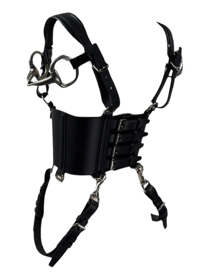 Gucci Alessandro Michele Fall 2021  Look 47 black leather harness