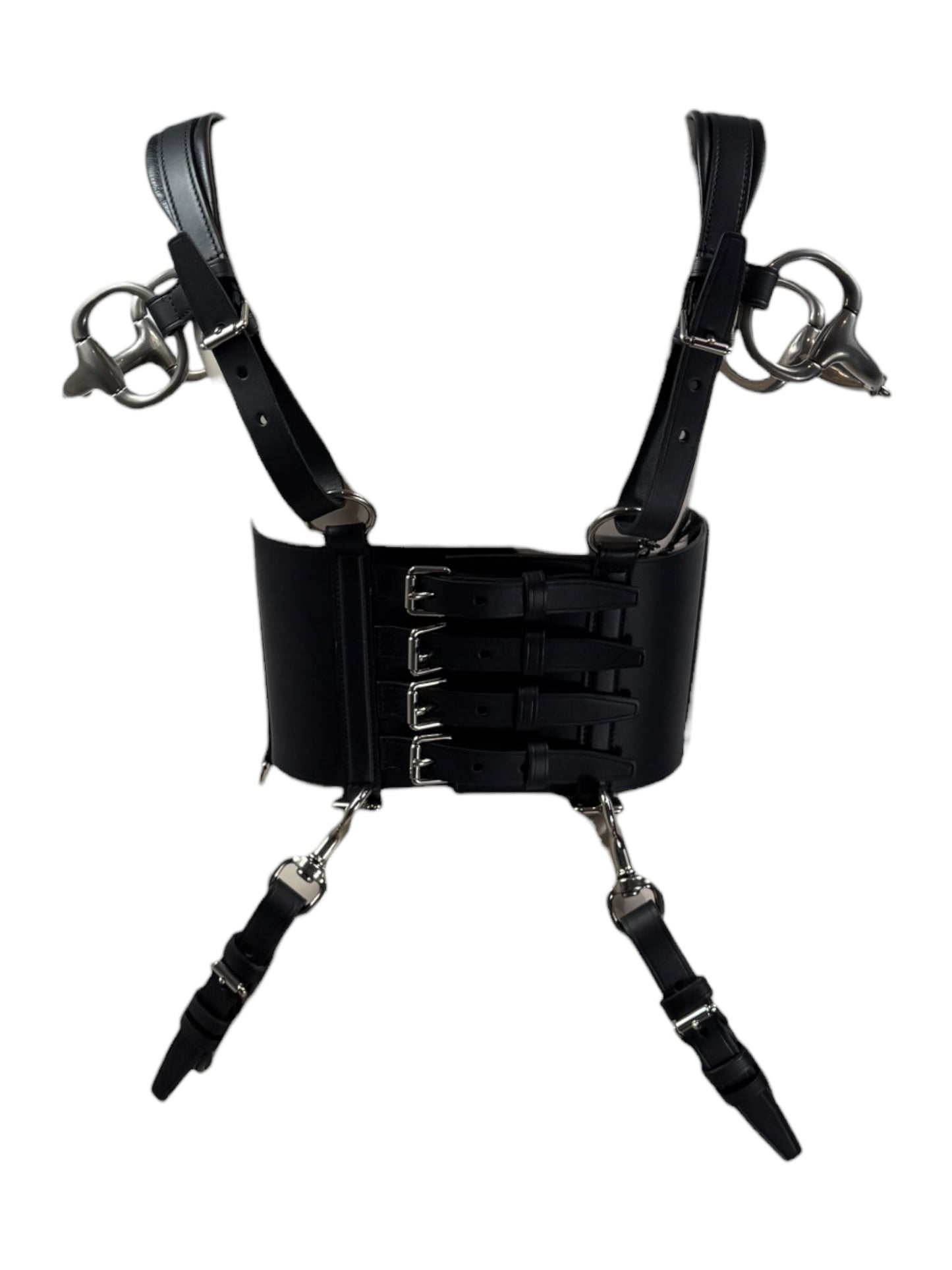 Gucci Alessandro Michele Fall 2021  Look 47 black leather harness